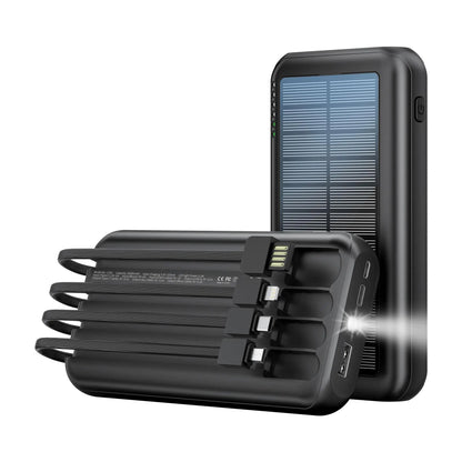 20000Mah Solar Powered Power Bank, 1 Count Large Capacity Mobile Phone Charger with 3 Outputs & 1 Input, Compatible with Iphone, Galaxy, Ipad & Other Electronic Products, Stocking Fillers Gift