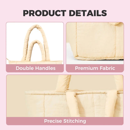 MINISO AIR Series Soft Large-Capacity Casual Minimalist Decluttering Shoulder Tote Bag, College Style Tote Purse, Home Organizer Storage Bag for School & Daily Use