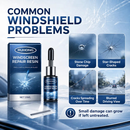 Car Windshield Crack Repair Kit Nano Glass Repair Fluid for Chips Cracks Star-Shaped Bulls-Eye Quick Fix Auto Glass Window Mirror Repair Resin Clear View