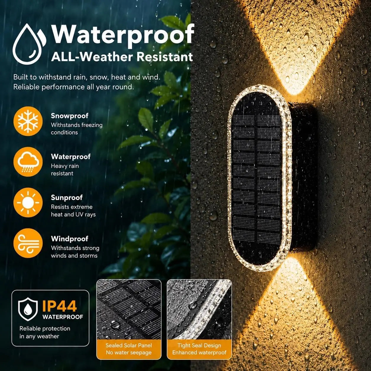 DERAYSION Solar Wall Lights Outdoor up down Dual-Lens, 2/4/6/10 Pack, Warm White + 7 Fixed RGB Colors & Cycle Mode, IP65 Waterproof Solar Fence Lights for Patio Garden Yard