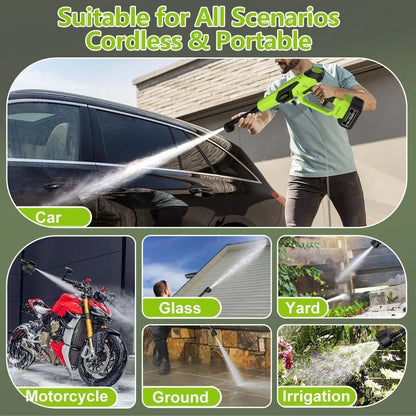 【Dealsforyou】Kepeak 1500PSI Cordless Pressure Washer, 21V Portable Electric Power Washer with 200W Motor, 13000Mah Battery, 6-In-1 Nozzle, Foam Cannon & 5M Hose, High-Pressure Cleaning Gun for Car,For Valentine’S Day Gift Summervibes