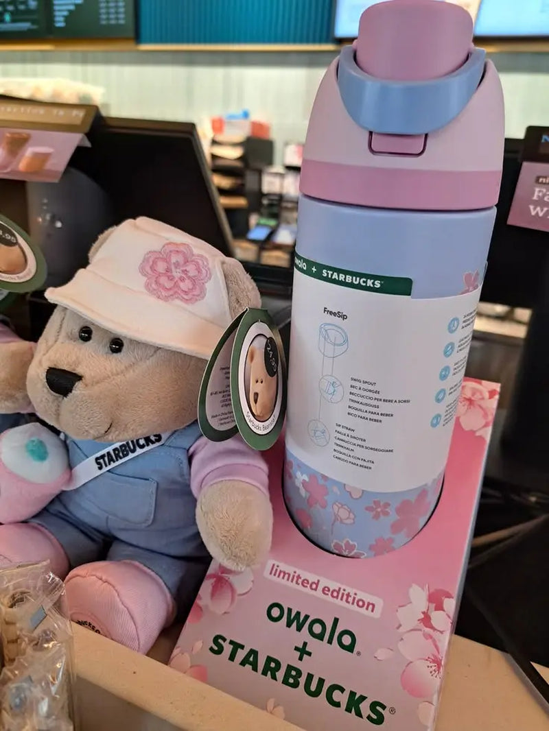 Owala Sakura X Starbuck 24Oz Bottle, Sakura Print Freesip Tumbler, Leakproof Insulated Water Bottle