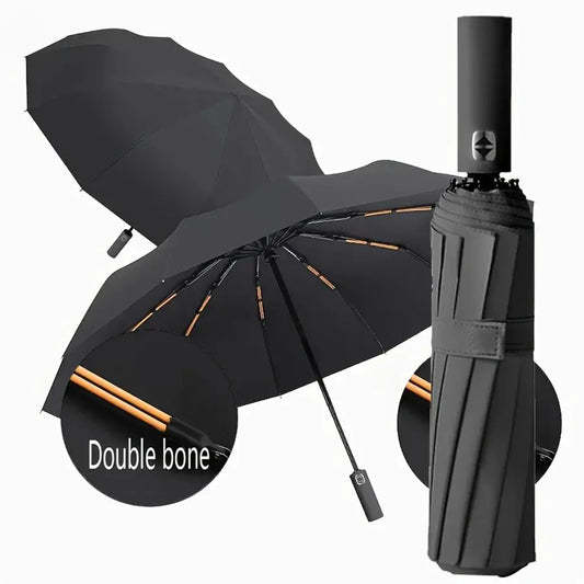 12-Bone Auto-Open Foldable Umbrella - All-Weather, UV Resistant, Wind Resistant, Mini Compact, Shading, Modern, with Protective Cover, All-Weather Umbrellas, Foldable Umbrellas