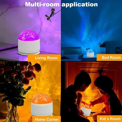 2-In-1 Plastic Cordless Aurora Borealis & Star Cloud Projector - Remote-Controlled, Usb-Rechargeable Galaxy Night Lamp, Dimmable Ambient Mood Light for Bedroom Decor, Sleep, Cloud Ceiling Room, Starry Night Relaxation Gifts
