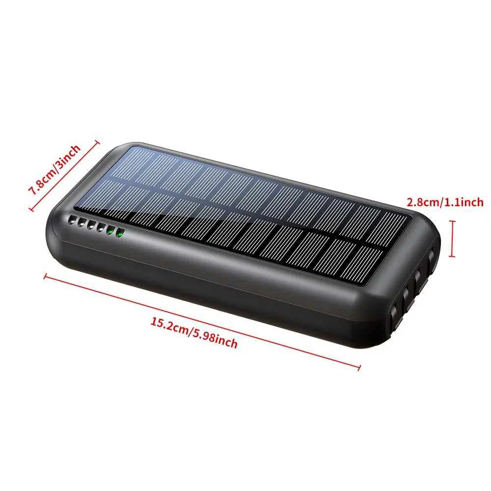 20000Mah Solar Powered Power Bank, 1 Count Large Capacity Mobile Phone Charger with 3 Outputs & 1 Input, Compatible with Iphone, Galaxy, Ipad & Other Electronic Products, Stocking Fillers Gift