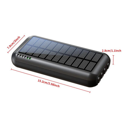 20000Mah Solar Powered Power Bank, 1 Count Large Capacity Mobile Phone Charger with 3 Outputs & 1 Input, Compatible with Iphone, Galaxy, Ipad & Other Electronic Products, Stocking Fillers Gift