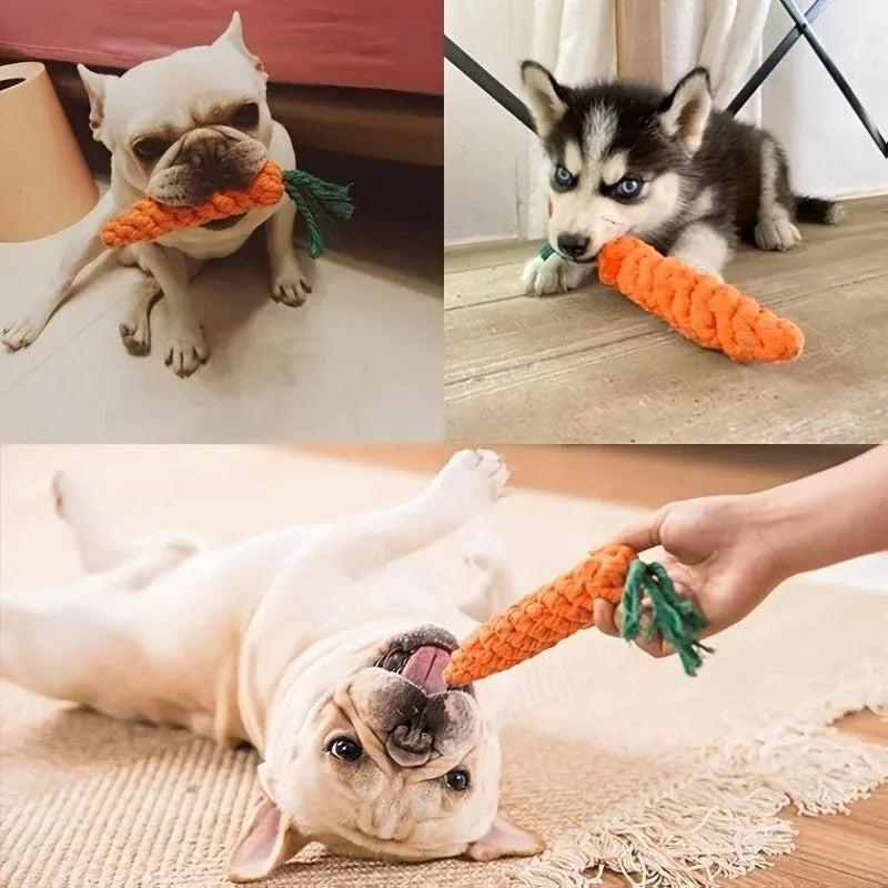 Carrot Shape Dog Chew Toys Cotton Rope Toys for Indoor Dogs Cat Toys Dog Accessories Pet Knot Toy for Dog and Cat Indoor Toys
