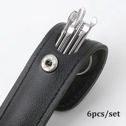 6Pcs/Set Ear Wax Pickers Earpick Wax Remover Stainless Steel Piercing Kit Earwax Curette Spoon Care Ear Clean Toolear Cleaner