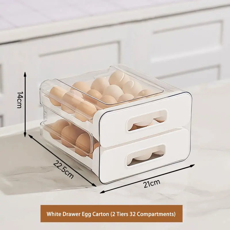 Egg Holder for Fridge, Automatic Rolling Egg Container for Refrigerator, Stackable Fridge Organizers and Storage with Lid, Clear Plastic Egg Dispenser & Tray