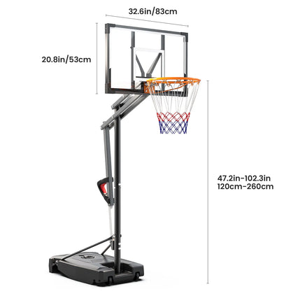 DAYAGO Portable Basketball Hoop System, 8.5 FT Height Adjustable Goal for All Ages with 33" Backboard and Wheels for Driveway & Indoor/Outdoor Play
