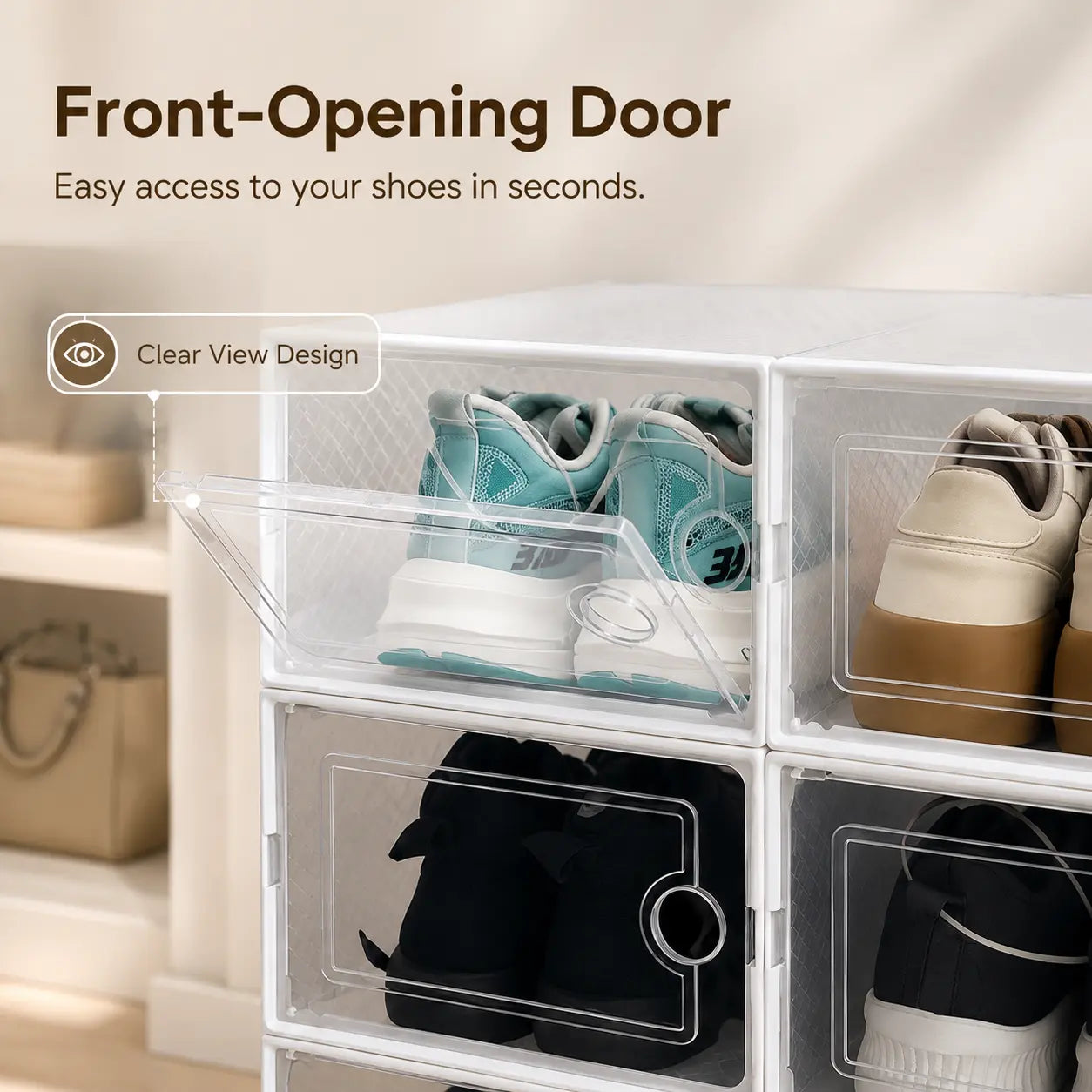 Premium Shoe Organizer with Magnetic Door - Perfect Display & Protection for Your Footwear