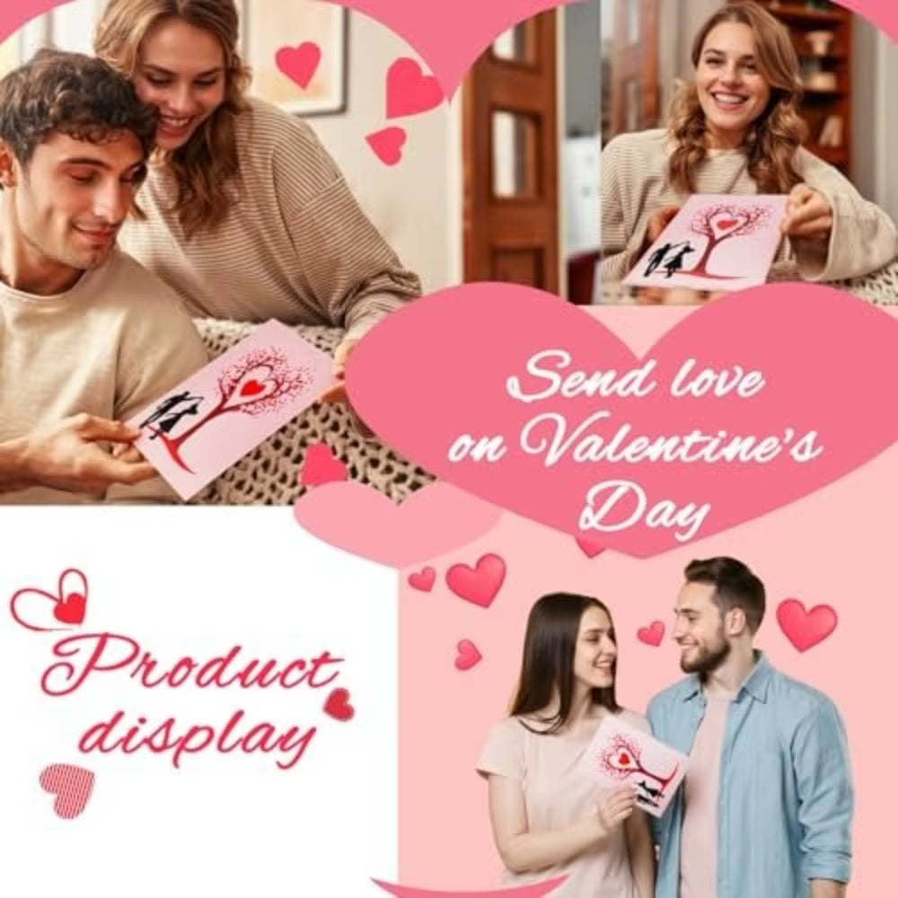 Romantic Theme Anniversary Card Pop-Up Mechanism 3D Heart Tree Couple Card Heart Tree Design 3D Love Tree Card Valentines Day