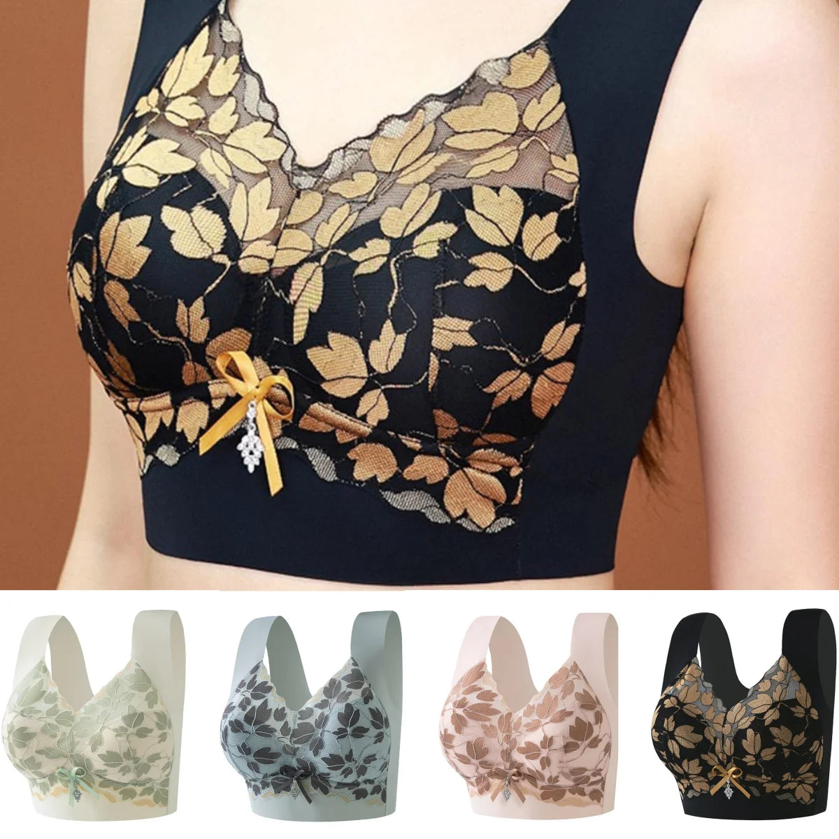 Women'S Seamless Push up Bras Lace Wireless Sexy Lingerie Bra Anti-Sagging Underwear Comfortable Breathable Bra