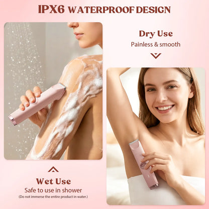 3-In-1 Women'S Electric Shaver & Bikini Trimmer | Painless Wet/Dry Hair Removal, IPX6 Waterproof, 120-Min Battery