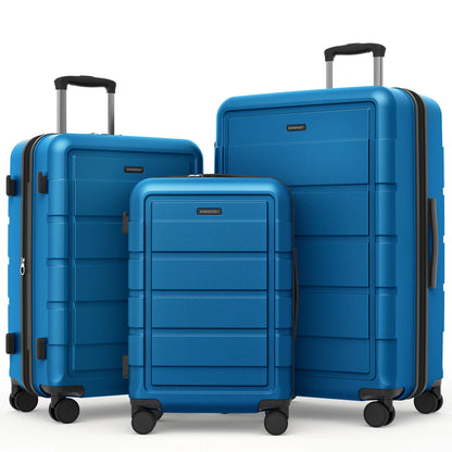 SHOWKOO 3-Piece Luggage Sets (20/24/28In), Deep Blue Full PC Durable Expandable Hardshell, 4-Wheel High-Capacity Tsa-Proof Anti-Theft Carry on & Checked Luggage, Gift for Travel/Business, Tsa-Proof Luggage Sets
