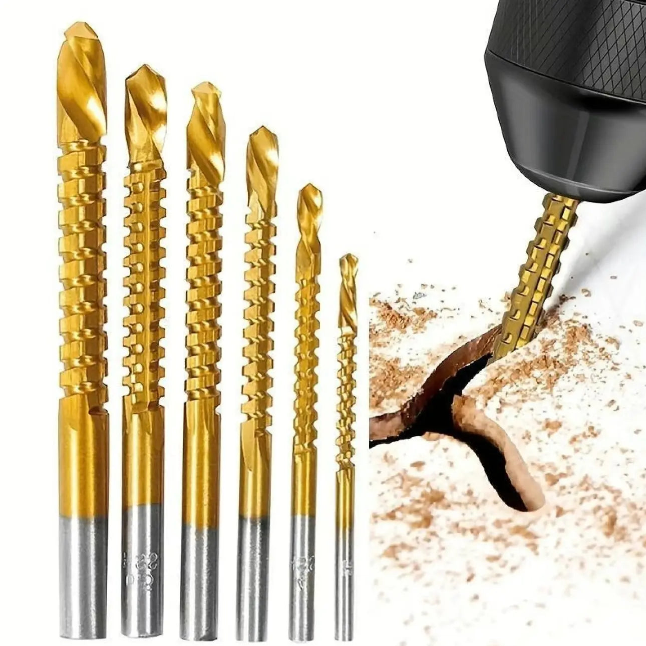 6Counts Metalworking Ldeal for Drilling,Titanium-Plated High Speed Steel Drill Bits Set For,Screwing,Boring,Carving,Cutting & Polishing-12