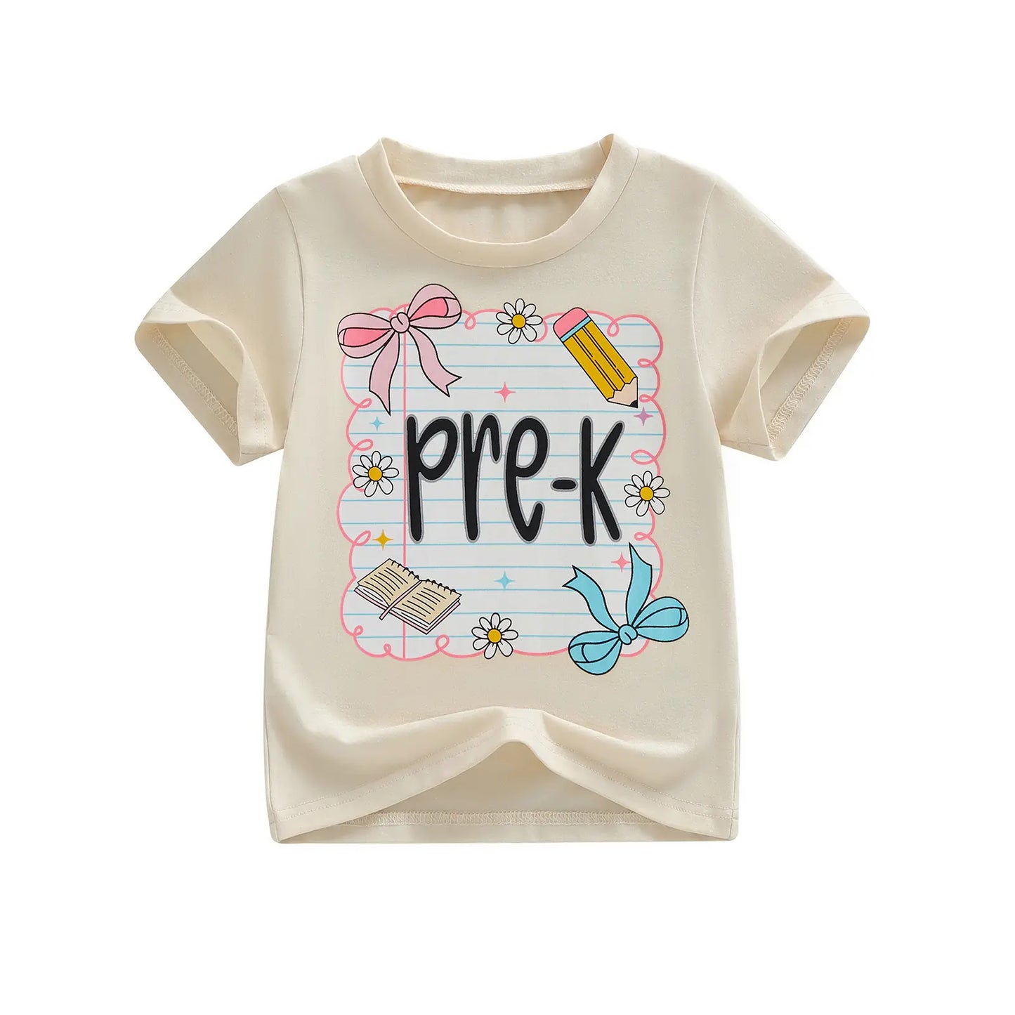 Toddler Baby Little Girl Back to School T Shirts Short Sleeve Grade Print Casual Summer Tops 4-11 Years