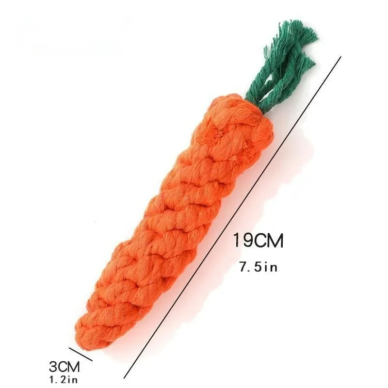 Carrot Shape Dog Chew Toys Cotton Rope Toys for Indoor Dogs Cat Toys Dog Accessories Pet Knot Toy for Dog and Cat Indoor Toys