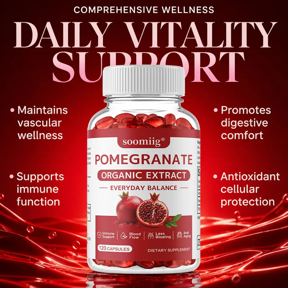 Soomiig Pomegranate Fruit Health Supplement, Supports Daily Physical Balance and Immune Health, 120 Capsules