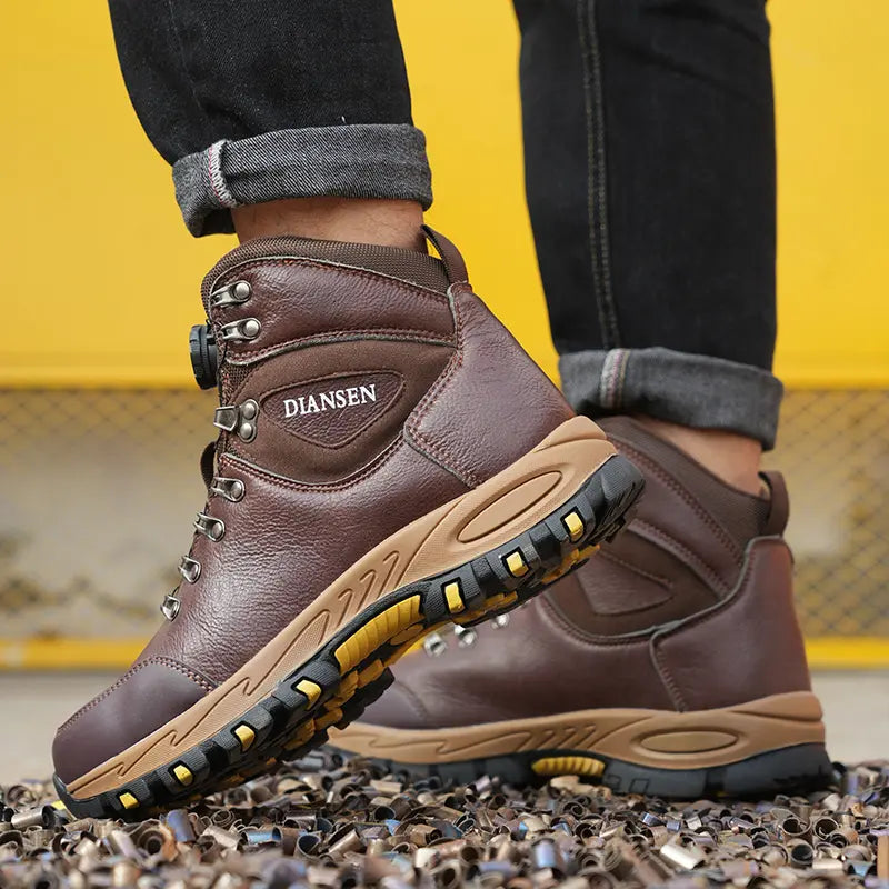 Fashion Safety Shoes Men'S Work Steel Toe Shoes Indestructible Protective Shoes Puncture-Proof Security Footwear Slip-Resistant Shoes Work Life Waterproof Shoes Wear Resistant Roofing Shoes,Father'Sdaygifts