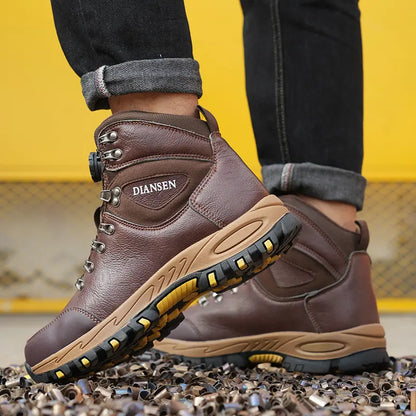 Fashion Safety Shoes Men'S Work Steel Toe Shoes Indestructible Protective Shoes Puncture-Proof Security Footwear Slip-Resistant Shoes Work Life Waterproof Shoes Wear Resistant Roofing Shoes,Father'Sdaygifts
