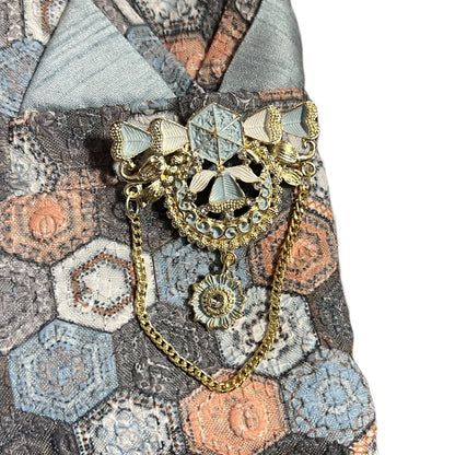 Mens Jacket Kurta with Brooch Pin