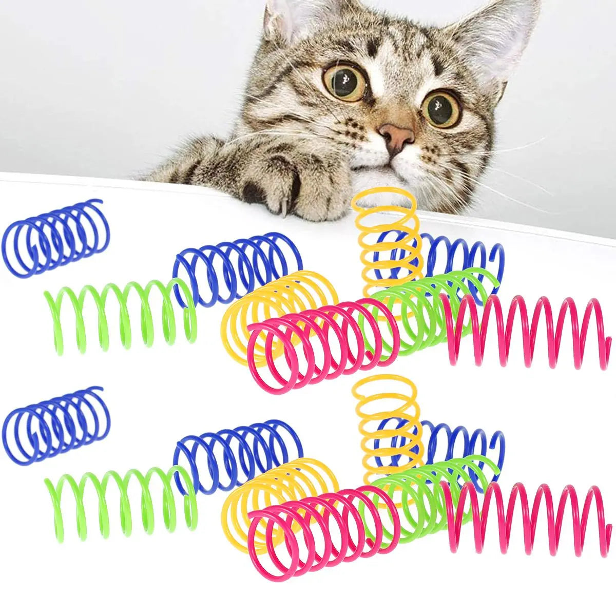 Cat Spring Toys, 16/80 Pack Cat Spiral Springs for Indoor Cats, Colorful & Durable Plastic Spring Coils Attract to Swat, Bite, Hunt, Interactive Toys for Kittens