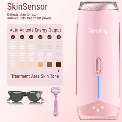 AMIFIY Painless IPL Laser Hair Removal Machine for Women Men with Ice Cooling 3 Intensity Levels 2 Treatment Modes Face Body Kit Razor Glasses Home Use
