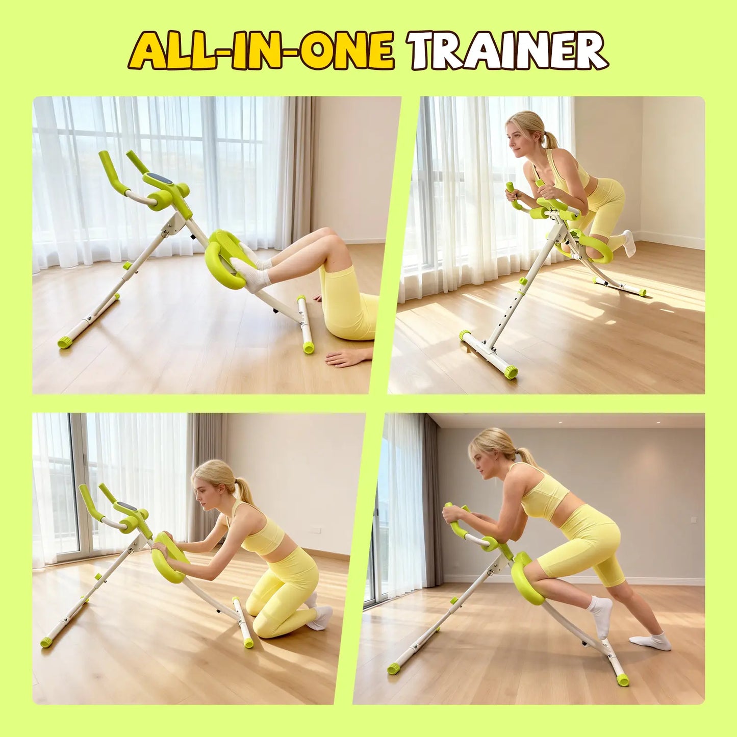 Adjustable Ab Workout Machine with LCD Display, Foldable Core Trainer, 440 Lbs Capacity Home Gym Equipment for Abs, Arms & Legs Training for Women