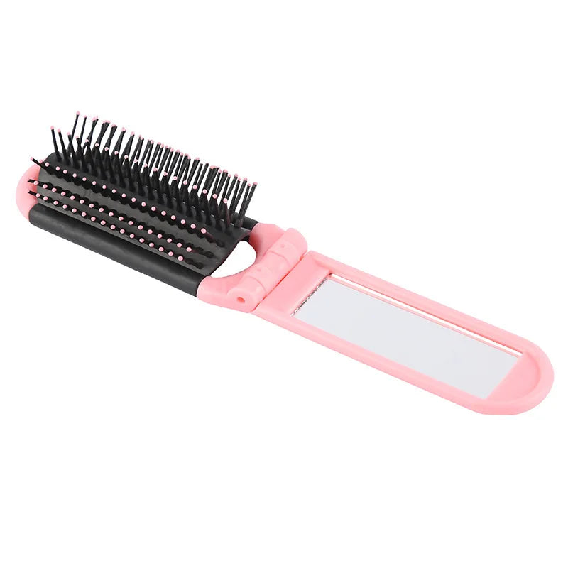 2 in 1 Mini Hair Brush Folding Massage Comb Head Massage Anti-Static Portable Hair Combs Mirror Air Cushion Scalp Massage Comb