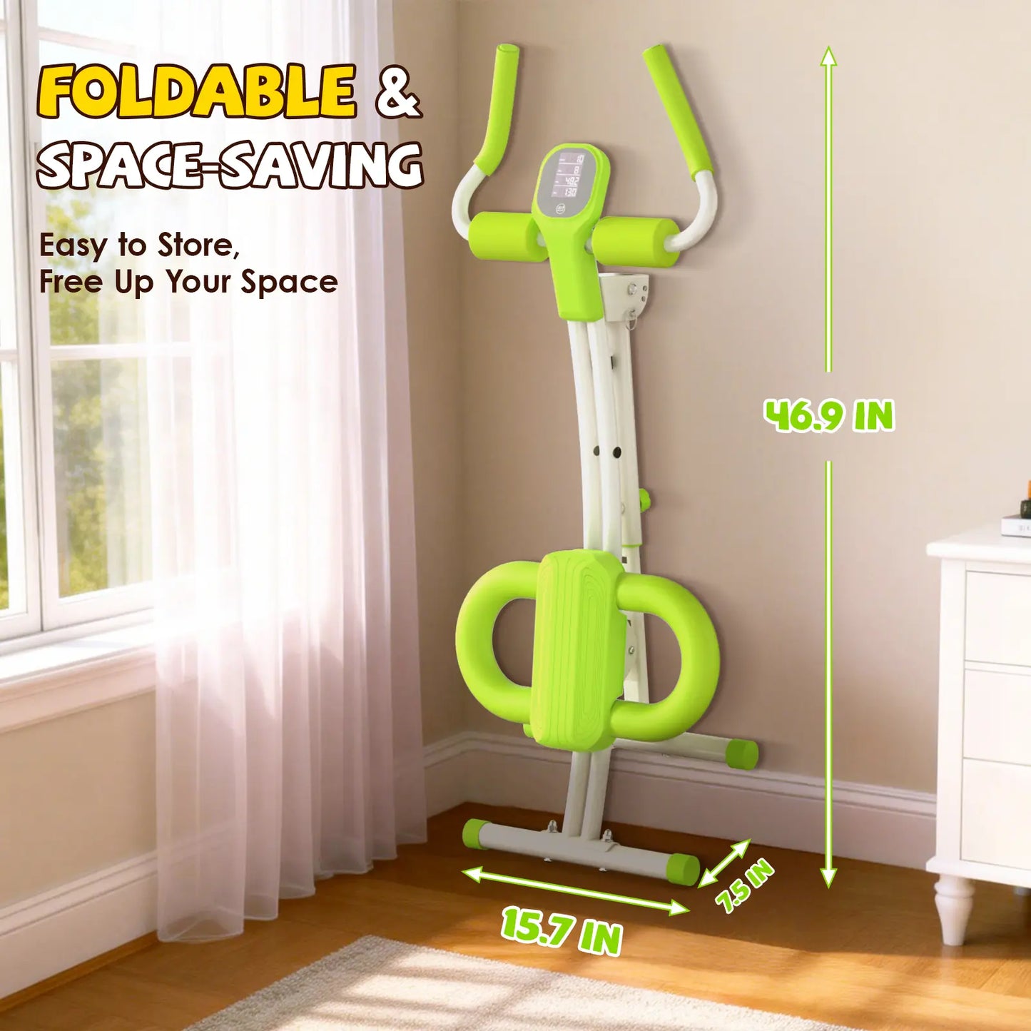 Adjustable Ab Workout Machine with LCD Display, Foldable Core Trainer, 440 Lbs Capacity Home Gym Equipment for Abs, Arms & Legs Training for Women