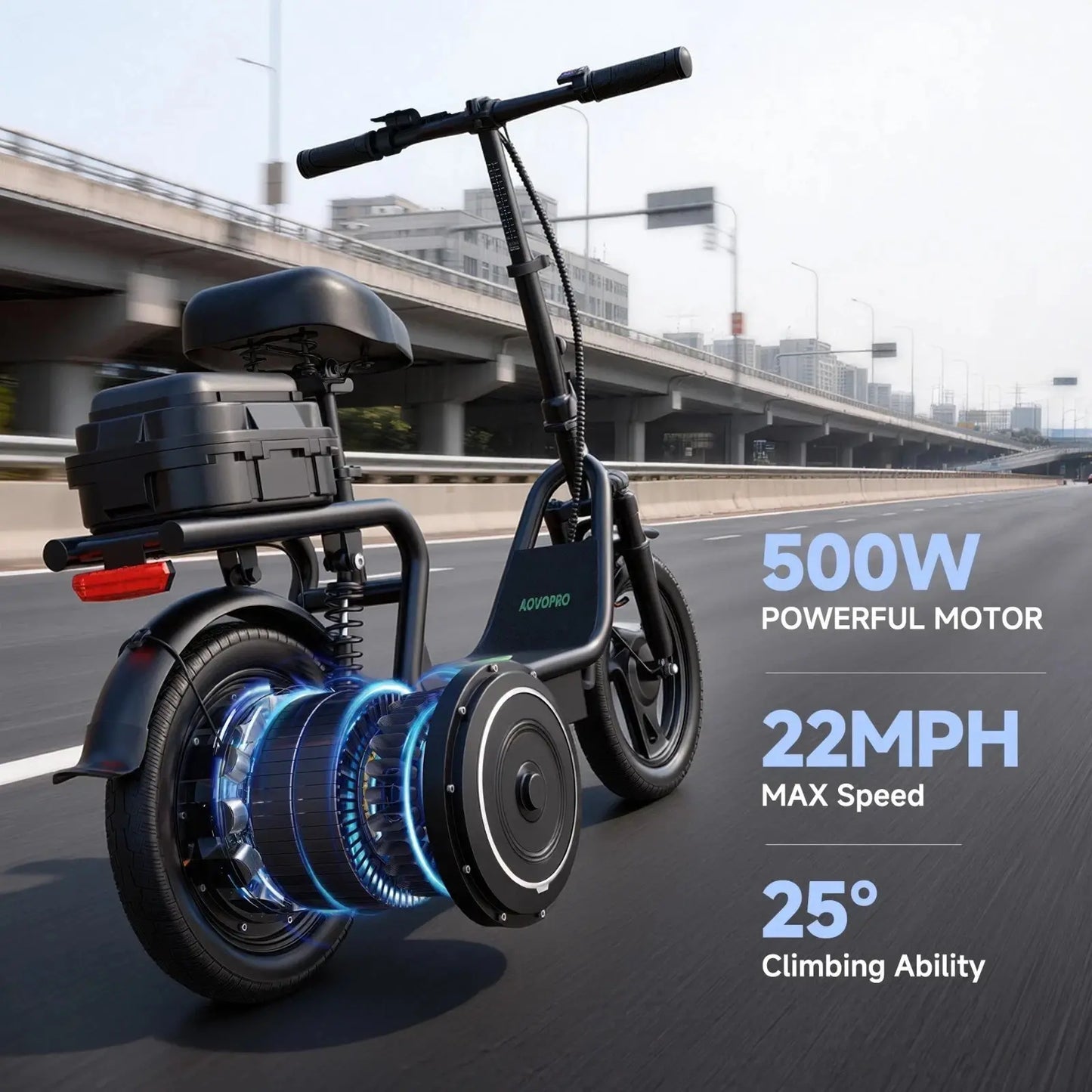 48V Dual Battery Foldable Electric Scooter with Seat, Rear Storage Box, 750W Peak Power, 22MPH Fast Speed, 21-27 Mi Range, 14" Anti-Slip Inflatable Tires, Dual Brake System, 51Lbs Lightweight, 265Lbs Max Load, Waterproof LED Headlamp