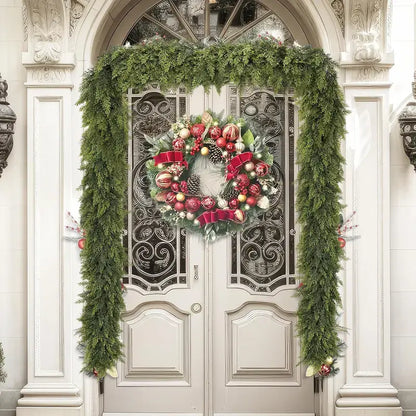 2-Pack 6 FT Artificial Cedar Garlands, Real Touch Winter Cedar Garland, Green Artificial Greenery Pine Garland for Table, Mantle, Wall, Indoor & Outdoor Christmas Decorations (2 Pcs, 6 FT).