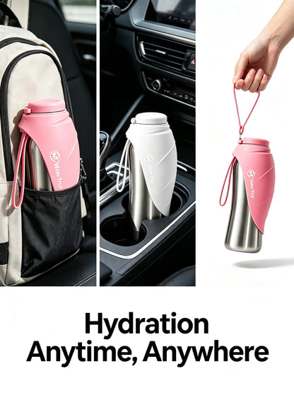 2 in 1 Dog Bowl & Water Bottle, Bpa-Free 24 Fl Oz/835 Ml Portable Dog Water Dispenser with Flip-Top Bowl, Leakproof Travel Pet Bottle for Walking, Hiking, Camping & Outdoor Adventures