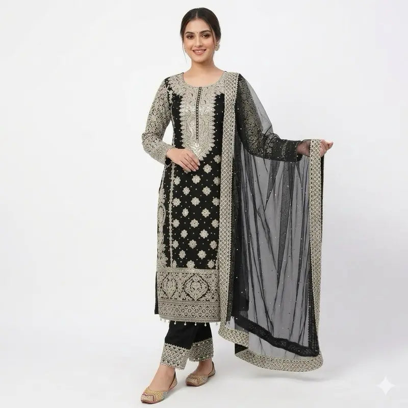 Indian Dress for Bride - Elegant Design with Gold Accents, Comfortable Fit, Ideal for Special Occasions - Womenswear