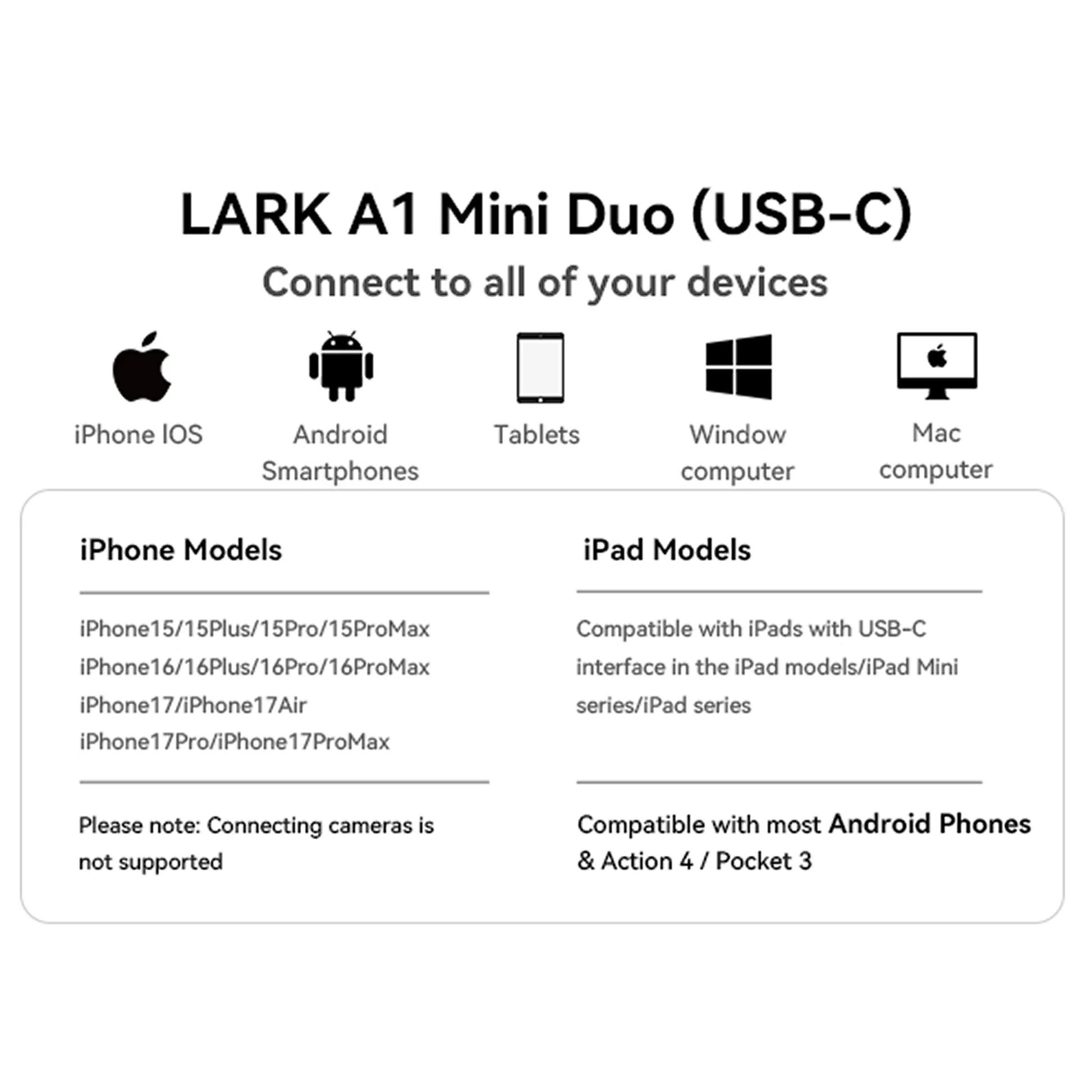 Hollyland Wireless Microphone LARK A1 USB-C for Iphone & Android 45Khz/24Bit, Magnetic Mini Mic for Podcast, Vlogging
