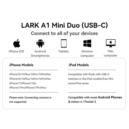 Hollyland Wireless Microphone LARK A1 USB-C for Iphone & Android 45Khz/24Bit, Magnetic Mini Mic for Podcast, Vlogging