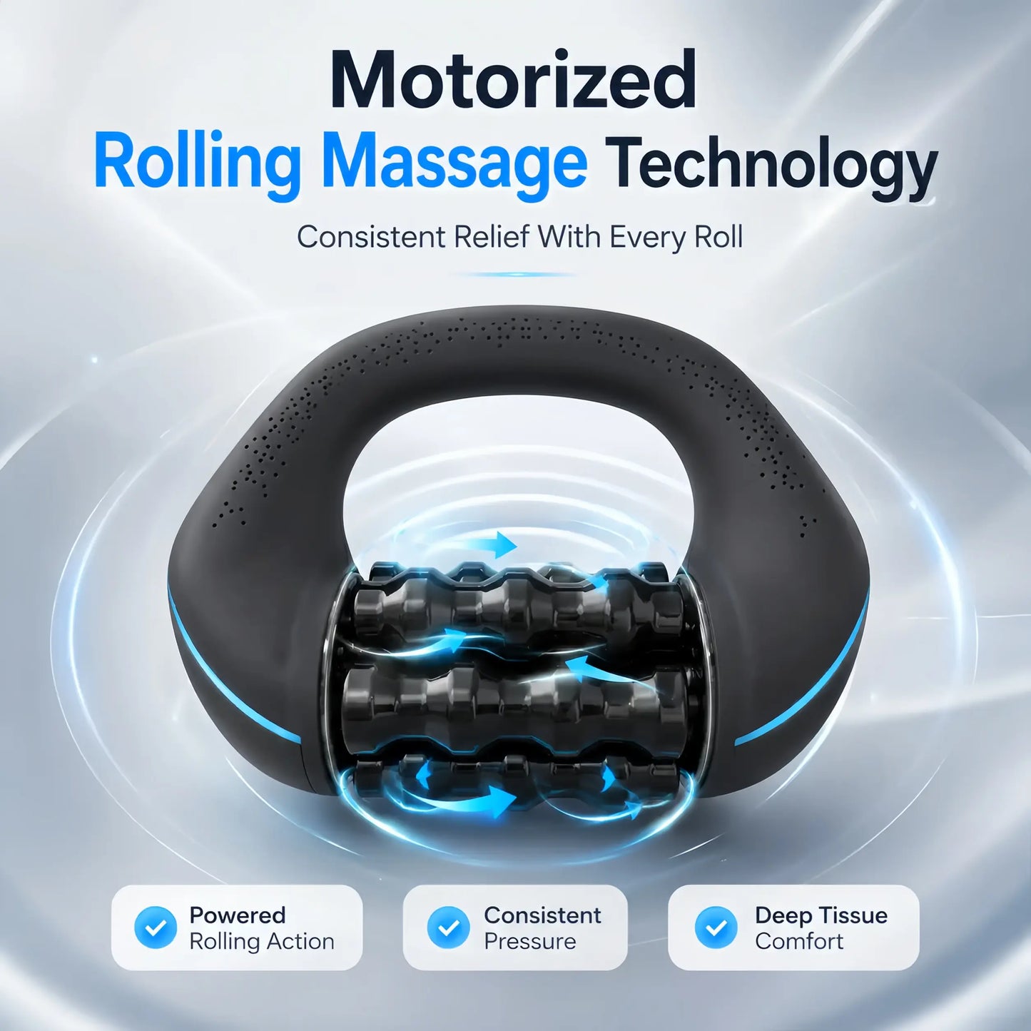 Summerwins Handheld Electric Rolling Massager, 3-Speed Rotating Full-Body Massage Tool for Neck, Back, Shoulders, Arms and Legs, Relaxation Gift, Party Gift and Home Use