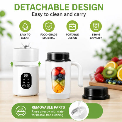 Portable Juicer with LED Display USB Rechargeable Handheld Juice Blender 22000 RPM Self-Cleaning Bpa-Free for Smoothies Juices with Ice Crush Function Multiple Gears Versatile Uses High Speed Safety Protection Healthy Materials
