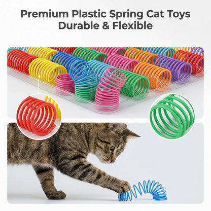 Cat Spring Toys, 16/80 Pack Cat Spiral Springs for Indoor Cats, Colorful & Durable Plastic Spring Coils Attract to Swat, Bite, Hunt, Interactive Toys for Kittens