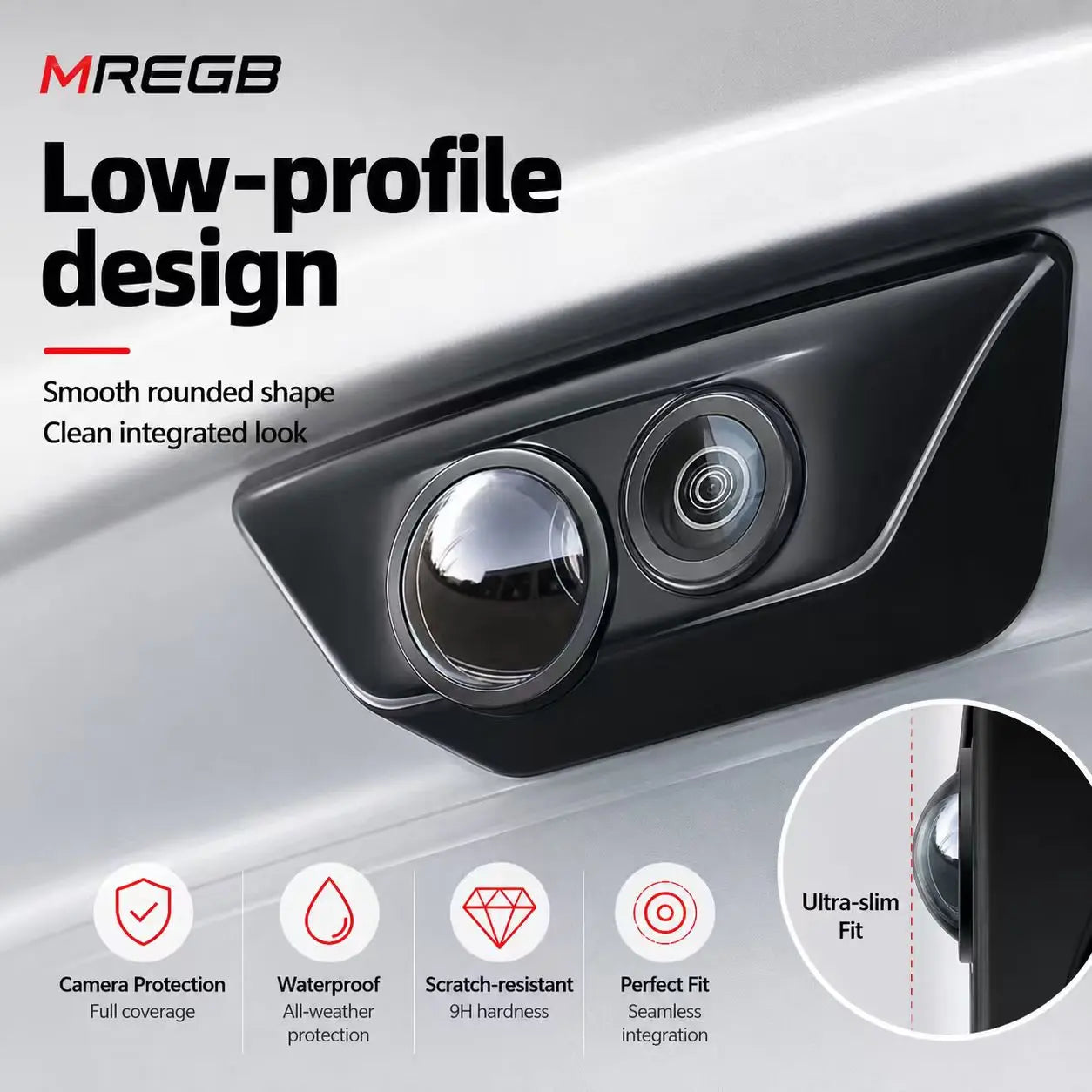 MREGB Car Camera Lens Cover. Universal 360 Panoramic View Rearview Mirror Style Backup Camera Protector. Weatherproof Anti-Scratch Reverse Parking Camera Guard Shield. Essential Auto Exterior Accessory for All Vehicles.