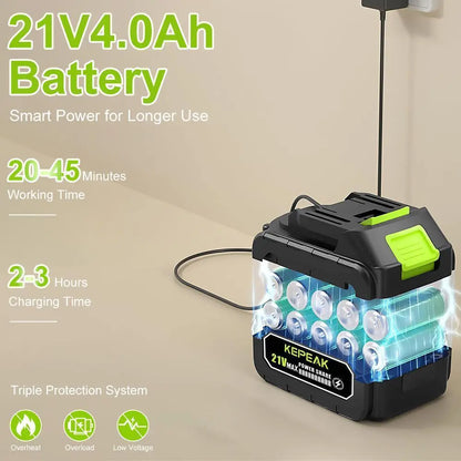 【Dealsforyou】Kepeak 1500PSI Cordless Pressure Washer, 21V Portable Electric Power Washer with 200W Motor, 13000Mah Battery, 6-In-1 Nozzle, Foam Cannon & 5M Hose, High-Pressure Cleaning Gun for Car,For Valentine’S Day Gift Summervibes