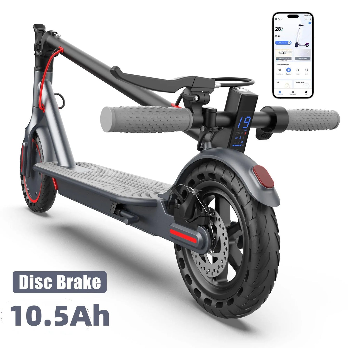 【Aopo】Electric Scooter - 350W Motor, 36V Battery, 19Mph Max Speed, 4-Speed, 12-15 Mi Range, App-Controlled, Dual ABS Brakes, Portable Foldable, Fitness for Everyone, Ideal Gift for Family & Friends