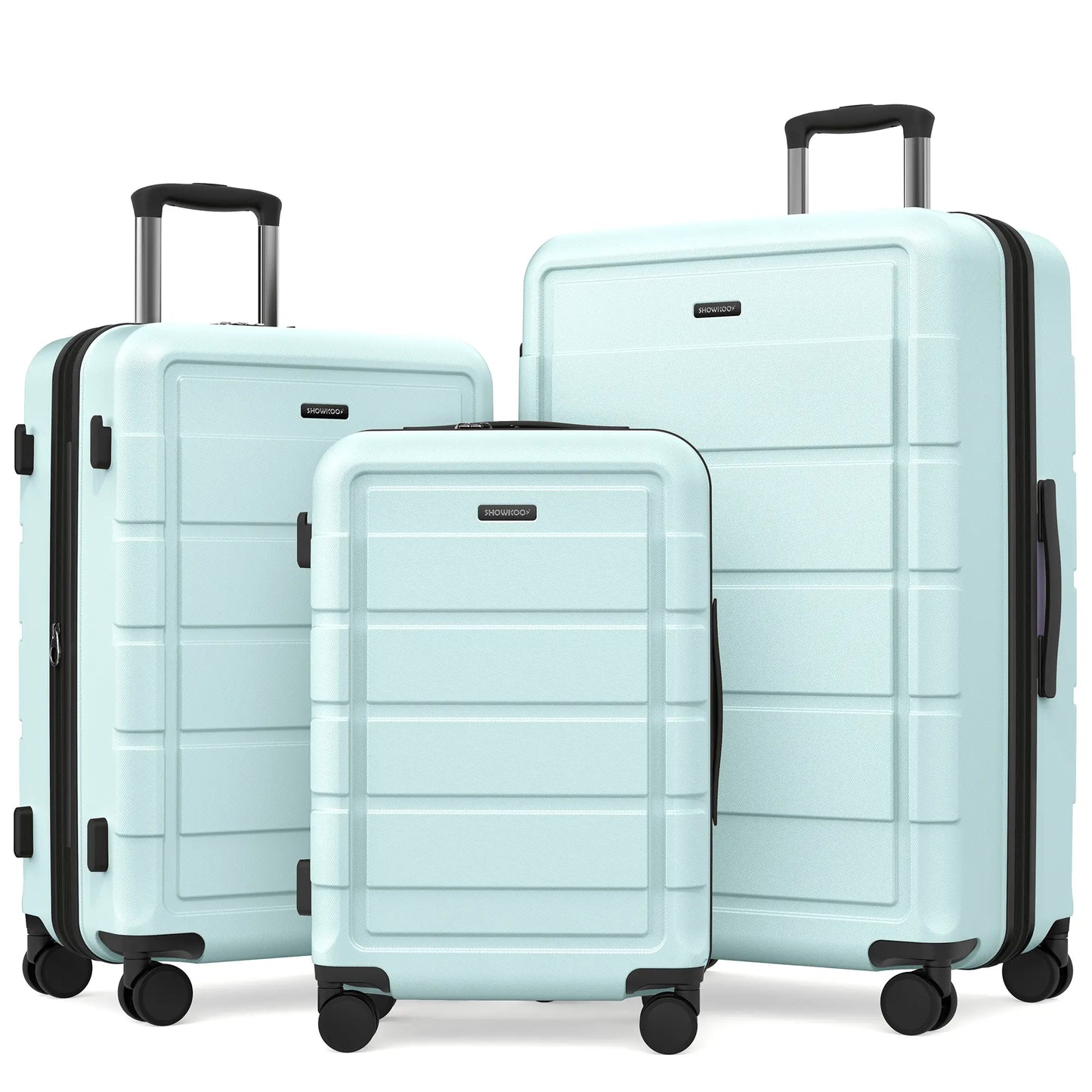 SHOWKOO 3-Piece Luggage Sets (20/24/28In), Deep Blue Full PC Durable Expandable Hardshell, 4-Wheel High-Capacity Tsa-Proof Anti-Theft Carry on & Checked Luggage, Gift for Travel/Business, Tsa-Proof Luggage Sets