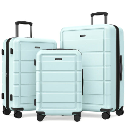 SHOWKOO 3-Piece Luggage Sets (20/24/28In), Deep Blue Full PC Durable Expandable Hardshell, 4-Wheel High-Capacity Tsa-Proof Anti-Theft Carry on & Checked Luggage, Gift for Travel/Business, Tsa-Proof Luggage Sets