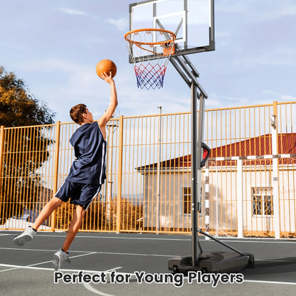 DAYAGO Portable Basketball Hoop System, 8.5 FT Height Adjustable Goal for All Ages with 33" Backboard and Wheels for Driveway & Indoor/Outdoor Play