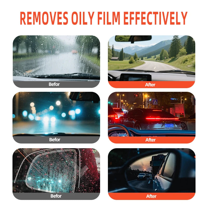 Car Glass Cleaner Gel & Foam Windshield Watermark Remover Anti-Fog Coating, Fast Cleaning for Car Windows, Safe Rainproof