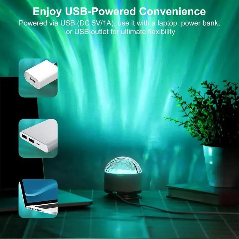 2-In-1 Plastic Cordless Aurora Borealis & Star Cloud Projector - Remote-Controlled, Usb-Rechargeable Galaxy Night Lamp, Dimmable Ambient Mood Light for Bedroom Decor, Sleep, Cloud Ceiling Room, Starry Night Relaxation Gifts