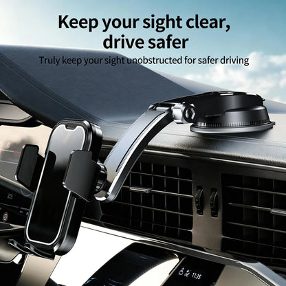 Black Tech Vacuum Car Phone Holder Cell Phone Mount for Dashboard Windshield Vent Wall Truck Cradle Stand for Iphone 17 Pro Max 16 15 14 13 Android with 999X Vacuum Suction