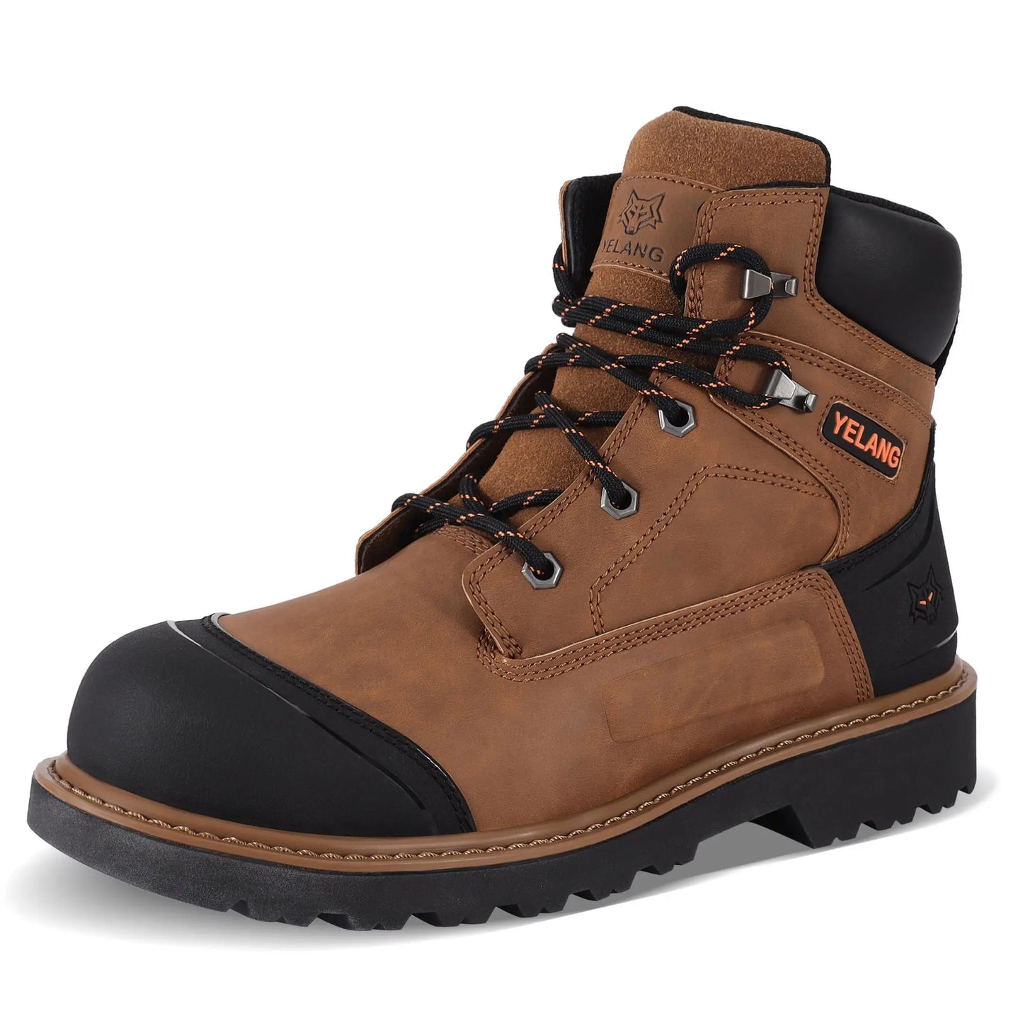 Waterproof Steel Toe Boots for Men-6" Leather Work Boots Indestructible Construction Boots Slip Resistant Safety Boots